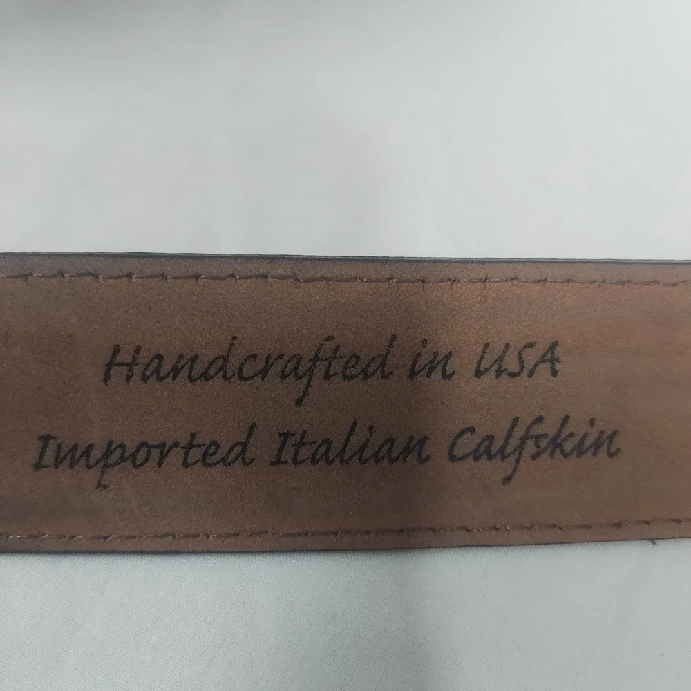 Brighton Brown Leather Belt Imported Italian Calfskin Handcrafted USA‎ Size 36